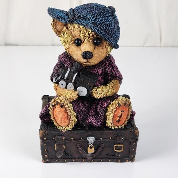 Painted Ceramic Bear Holding Train on a Chest Gertrude B. Gable Collection Bank - Picture 1 of 10